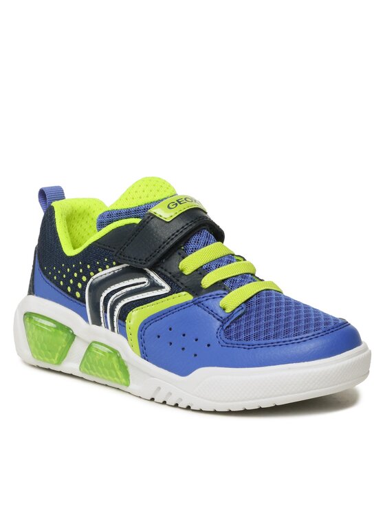 Geox J Illuminus Boy A Sneakers voor jongens, Navy Lime, 24 EU