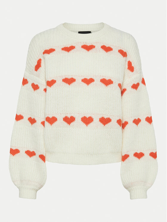 Pieces Pieces Sweter Nove 17152014 Écru Regular Fit
