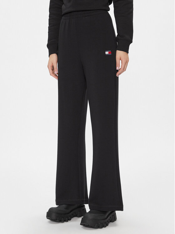 Tommy Jeans Teplákové nohavice DW0DW17312 Čierna Wide Leg