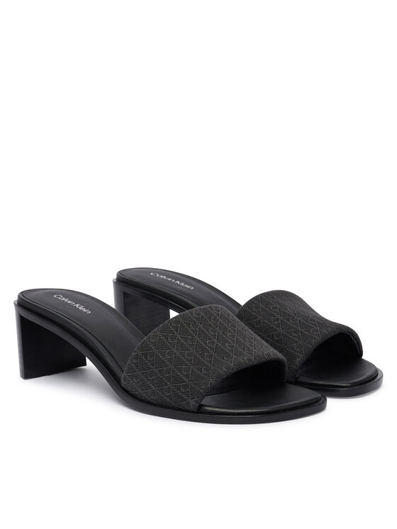 Calvin Klein Calvin Klein Şlapi Block Heel Sandal Aop HW0HW03016 Negru