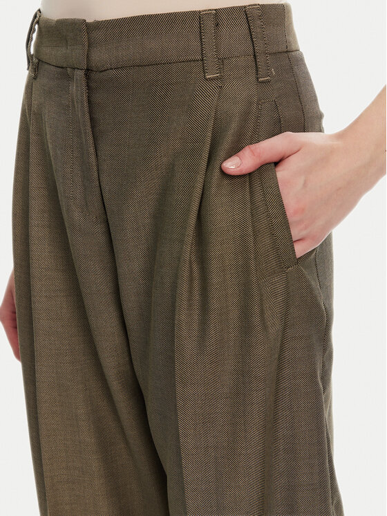 Marella Marella Hlače iz tkanine Hull 2523136161 Khaki Loose Fit