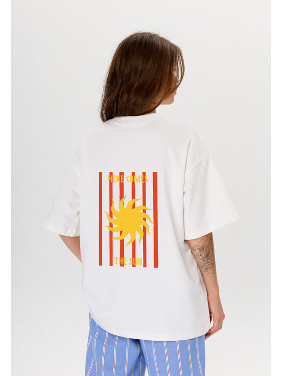 Mirons Mirons T-Shirt Print Biały Oversize