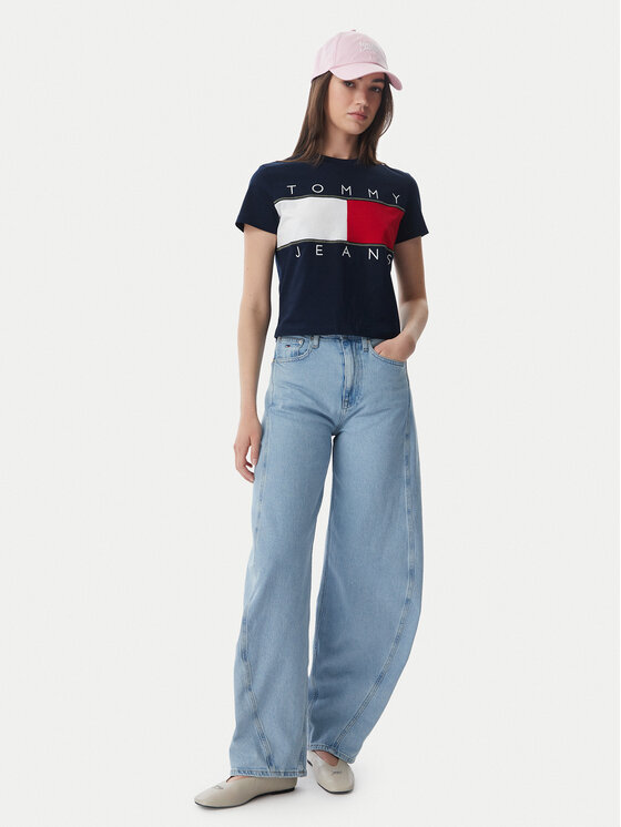 Tommy Jeans Tommy Jeans T-Shirt Flag DW0DW22818 Dunkelblau Regular Fit
