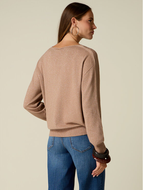 Oltre Oltre Sweter M161E002170N012 Kremowy Regular Fit