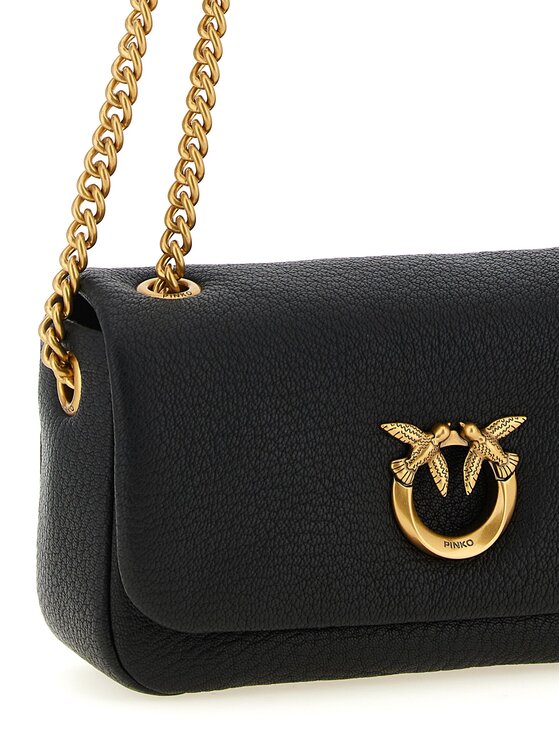 PINKO PINKO Torebka Black Lamb Leather Shoulder Czarny