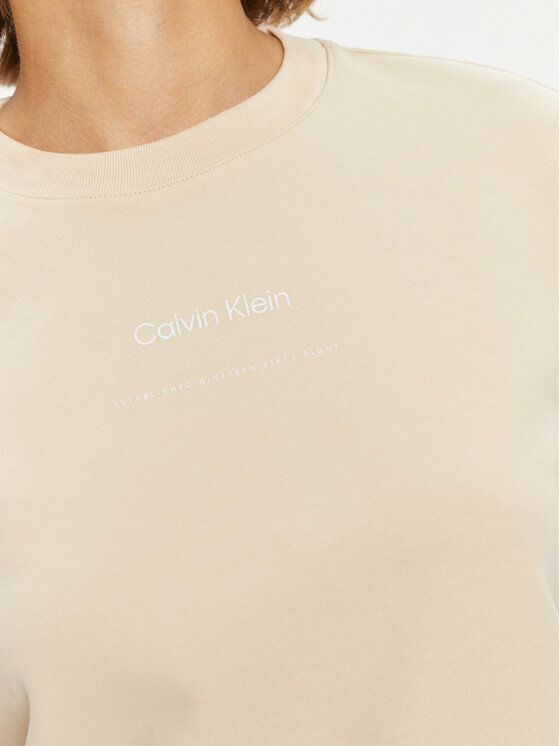 Calvin Klein Calvin Klein Μπλούζα Multi Logo K20K207216 Μπεζ Regular Fit