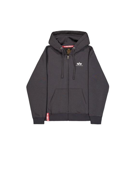 Alpha Industries Alpha Industries Bluza Basic Small Logo Zip Hoodie Szary Regular Fit