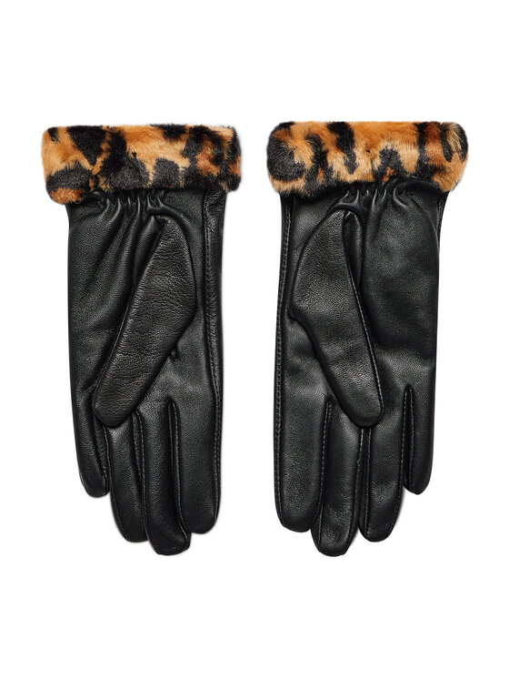 Ugg Gants femme W Leather Logo W Faux Fur Cuff 20187 Noir Modivo