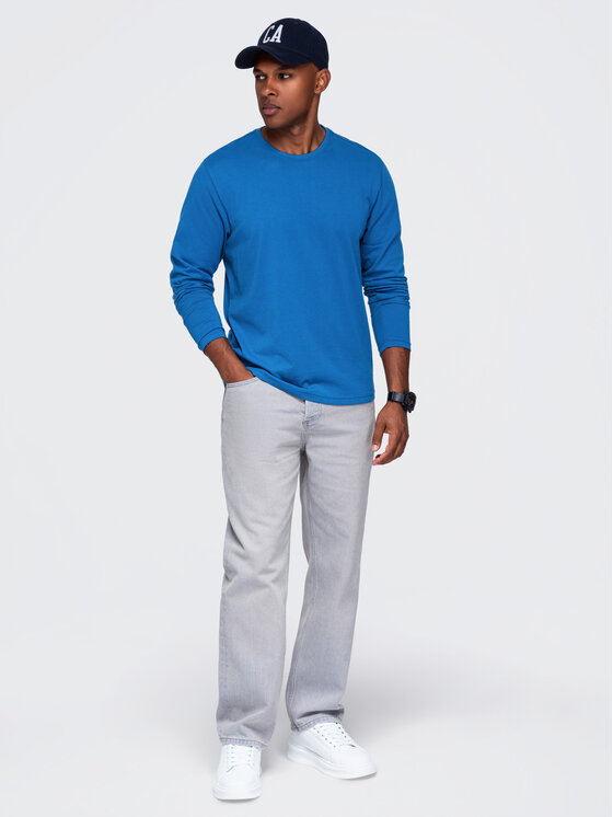 Ombre Ombre Longsleeve OM-LSBL-0142 Niebieski Regular Fit