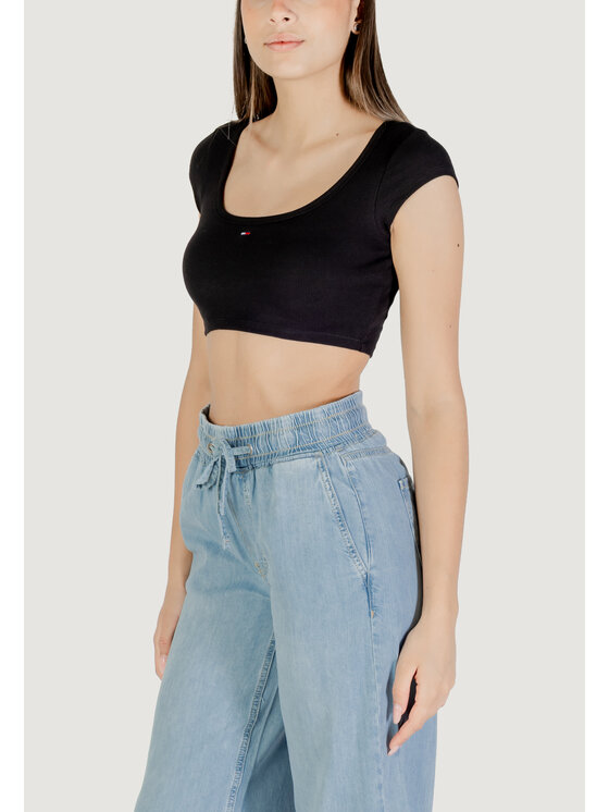 Tommy Jeans Tommy Jeans T-Shirt TJW SP CRP RIB SS TO Μαύρο To Fit