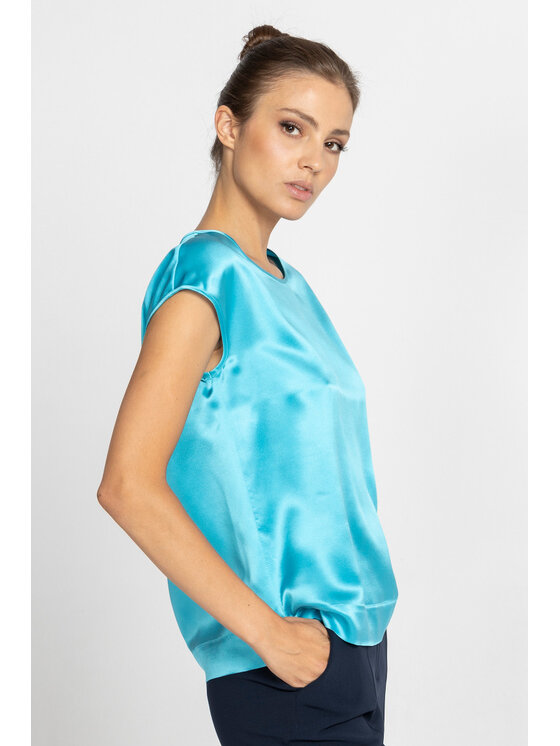 Deni Cler Milano Deni Cler Milano Top W-DC-0053-D5-L1-52-1 Turkusowy Regular Fit