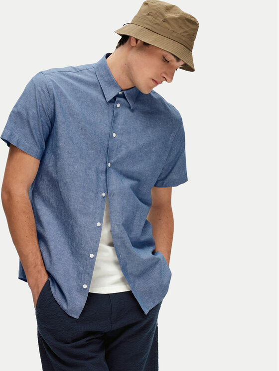 Selected Homme Selected Homme Košile New Linen 16079053 Modrá Regular Fit