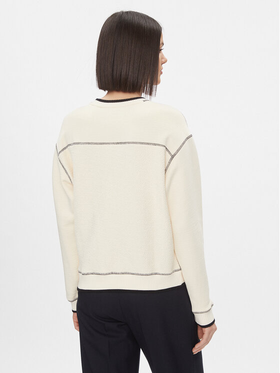 Tommy Hilfiger Tommy Hilfiger Bluza Lrg Smd Texture C-Nk Sweatshirt WW0WW40575 Écru Regular Fit