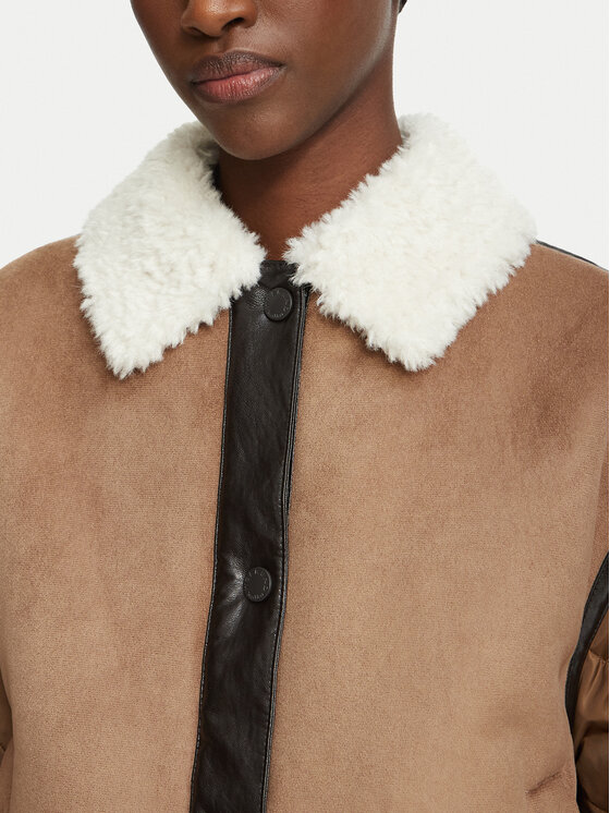 Weekend Max Mara Weekend Max Mara Kożuch sztuczny Gessati 2625486011 Brązowy jasny Regular Fit
