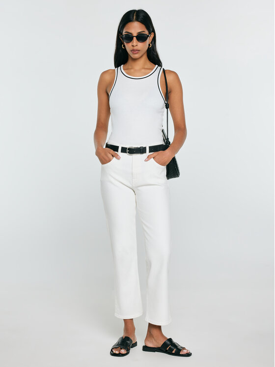 BIG STAR BIG STAR Jeansy AVRIL CROPPED Kremowy Straight Leg