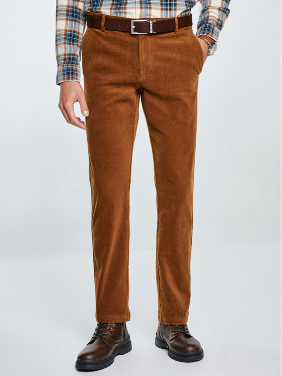BIG STAR BIG STAR Chinosy TREVIS Brązowy Slim Fit