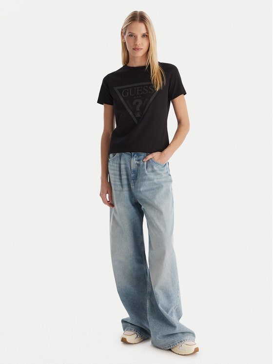 Guess Guess Marškinėliai V2YI07 K8HM0 Juoda Regular Fit