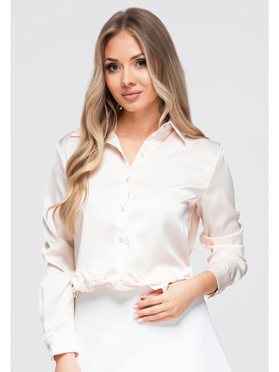 Ombre Ombre Koszula OW-SH-E0059 Beżowy Loose Fit