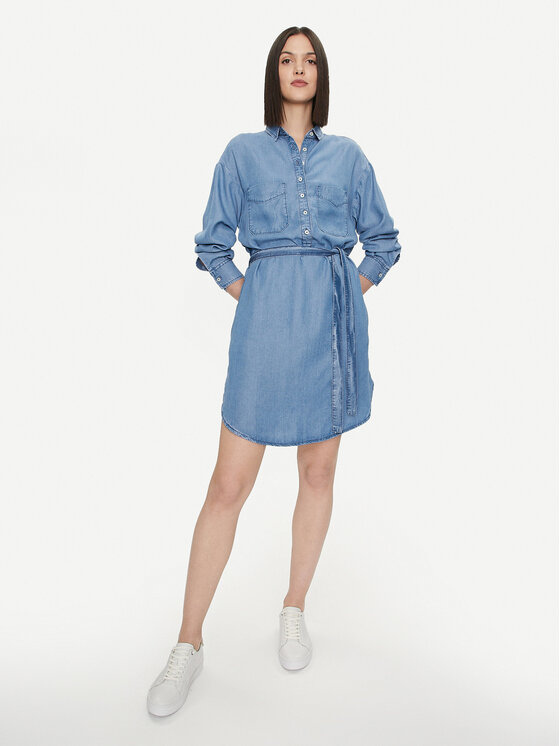 United Colors Of Benetton United Colors Of Benetton Rochie tip cămașă 4KHNDV085 Albastru Regular Fit