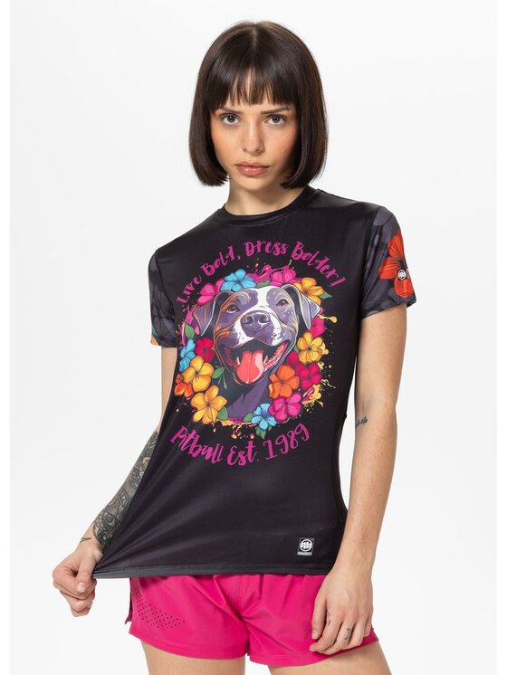 PITBULL Damski T-Shirt, rozmiar XS, Czarna, Koszulka sportowa damska Mesh HAPPY-PIT XL