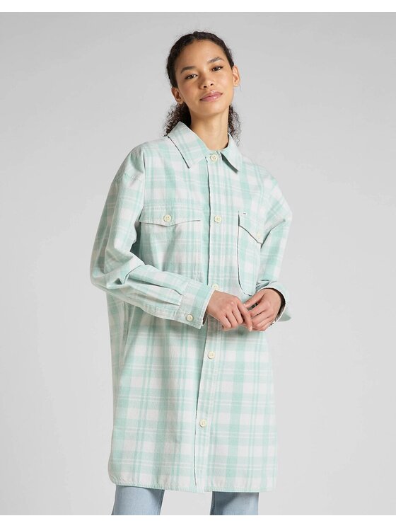 Lee Lee Camicia ELONGATED OVERSHIRT Verde Regular Fit