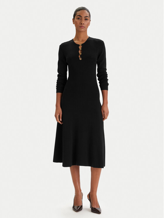 KARL LAGERFELD KARL LAGERFELD Kootud kleit B1W13003 Must Regular Fit