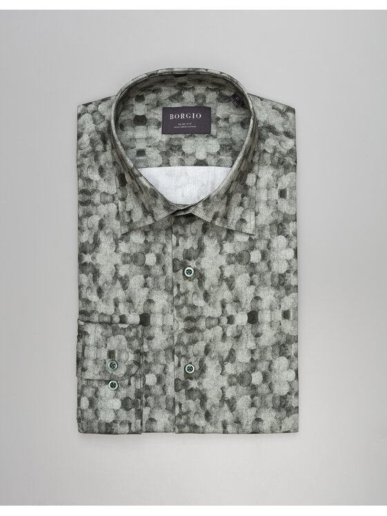 Borgio Borgio Koszula calimera_00541 Zielony Slim Fit