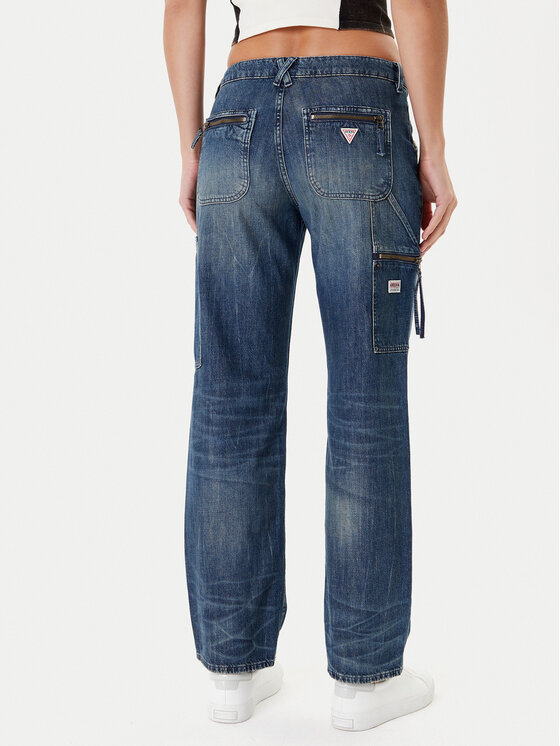 Guess Guess Jeans hlače W5YA2E D5R0D Mornarsko modra Straight Leg