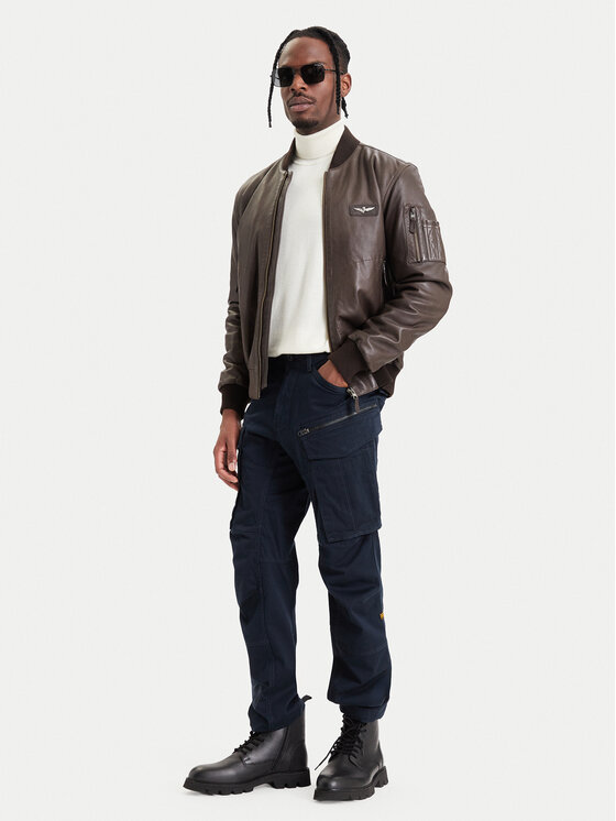 Aeronautica Militare Aeronautica Militare Geacă de piele 262PN0966UPL00328 Maro Regular Fit