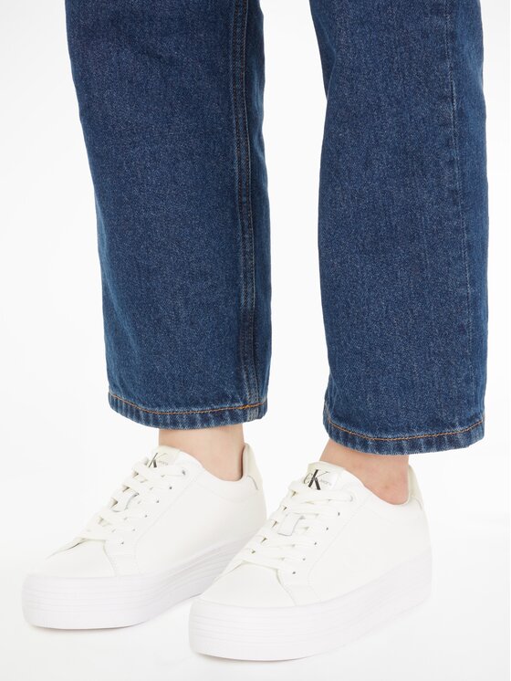 Calvin Klein Jeans Calvin Klein Jeans Sneakersy Bold Vulc Flatf Laceup Lth Wn YW0YW01144 Bílá