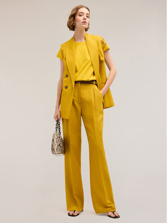 Motivi Motivi Pantaloni di tessuto P192Q203969N028 Giallo Over Fit