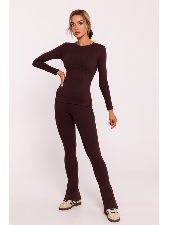 Made of Emotion Made of Emotion Bluzka M817 Brązowy Active Fit
