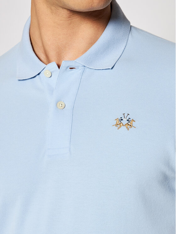 La Martina La Martina Polo Piquet CCMP02 PK001 Błękitny Slim Fit