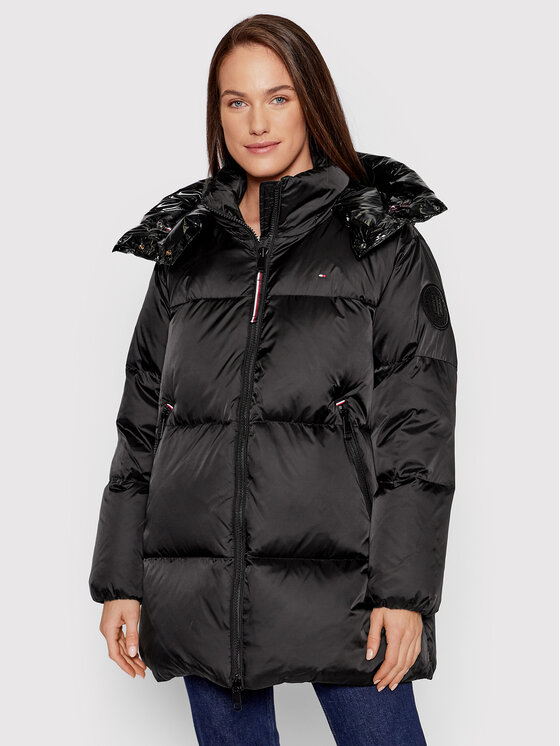 Tommy Hilfiger Tommy Hilfiger Μπουφάν πουπουλένιο Gloss Matte Logo WW0WW33074 Μαύρο Relaxed Fit