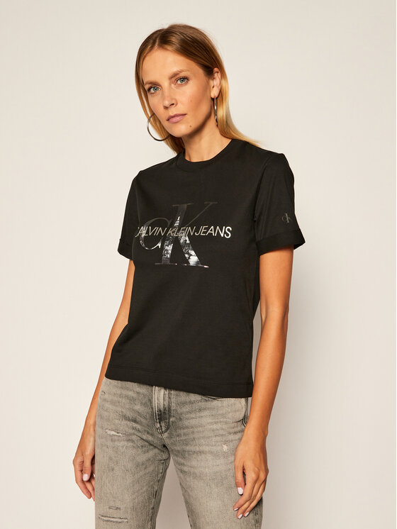 Calvin Klein Jeans Calvin Klein Jeans Marškinėliai New York Logo J20J214233 Juoda Regular Fit