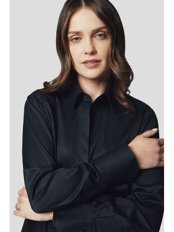 Lancerto Lancerto Koszula Koszula Damska Czarna z Bawełną Arwen Oversize KO073224000063 Czarny Oversize