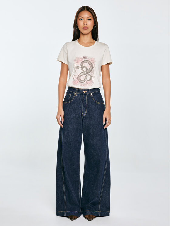 BIG STAR BIG STAR T-Shirt RELLSA Kremowy Basic Fit