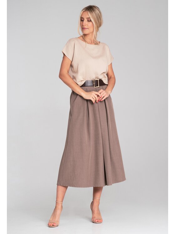 FIGL FIGL Spódnica midi M1201 Brązowy Flared Fit