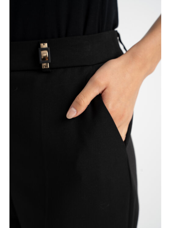 CLICK CLICK Kalhoty z materiálu 30-443 Černá Slim Fit