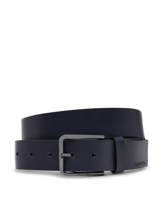 Calvin Klein Pánsky opasok Warmth Oiled Grain 35Mm K50K509654 Tmavomodrá
