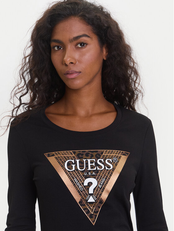 Guess Guess Μπλουζάκι W5BI75 J1314 Μαύρο Regular Fit