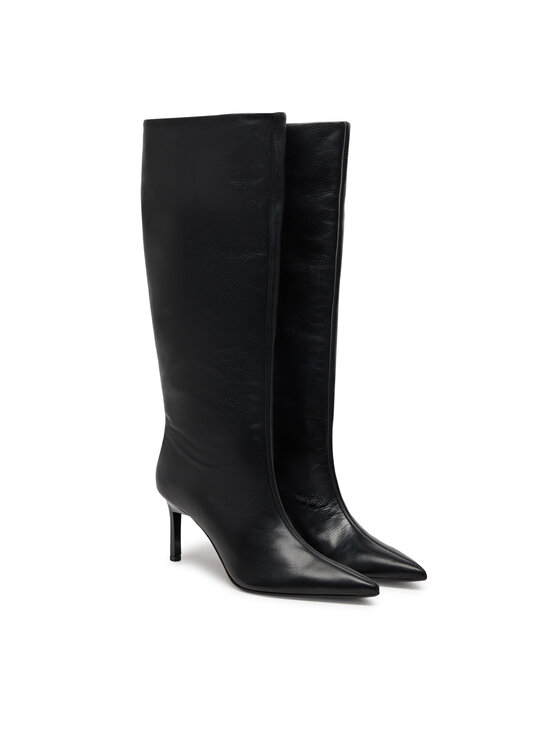 Calvin Klein Calvin Klein Ratsasaapad Heel Knee Boot 70 Lth HW0HW02162 Must