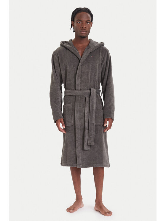 Tommy Hilfiger Tommy Hilfiger Halat Icon Hooded Bathrobe 2S87905573 Gri
