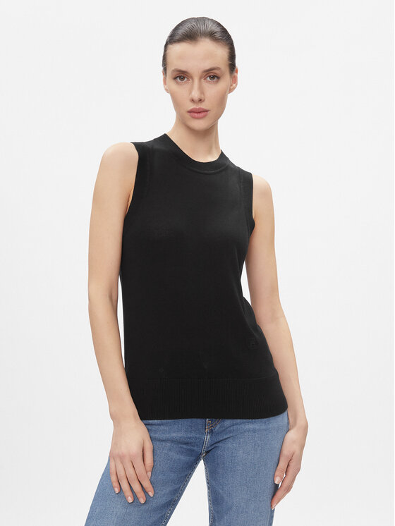 Tommy Hilfiger Tommy Hilfiger Πουλόβερ Md Lyocell Silk Blend Vest WW0WW40980 Μαύρο Regular Fit