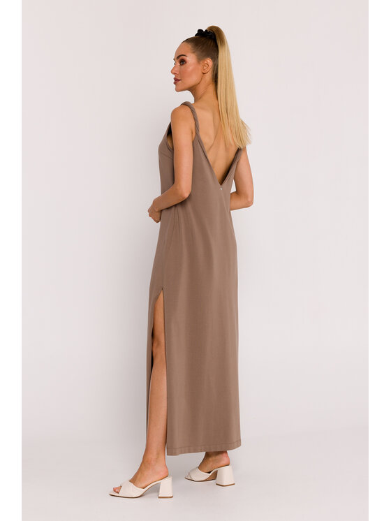 Made of Emotion Made of Emotion Sukienka letnia M791 Brązowy Generous Fit