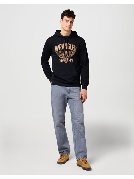 Wrangler Wrangler Bluza AMERICANA HOODIE Czarny Regular Fit