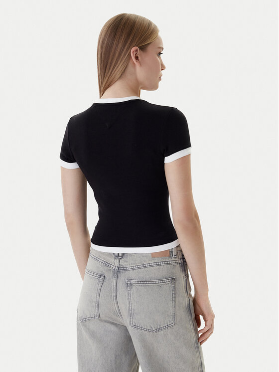Tommy Jeans Tommy Jeans Póló Badge DW0DW22575 Fekete Slim Fit