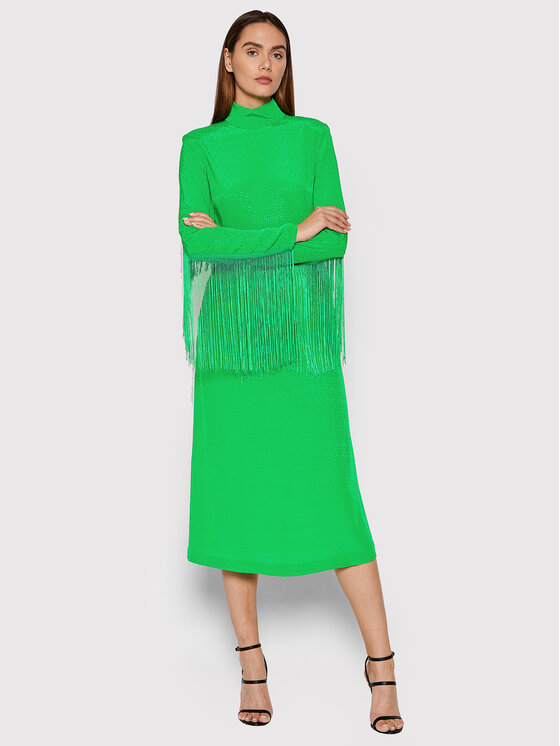 ROTATE ROTATE Haljina za svaki dan Reba Fringe RT872 Zelena Loose Fit