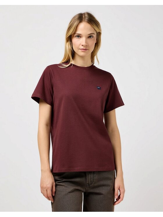 Wrangler Wrangler T-shirt Round Tee 112356625 Bordeaux Regular Fit