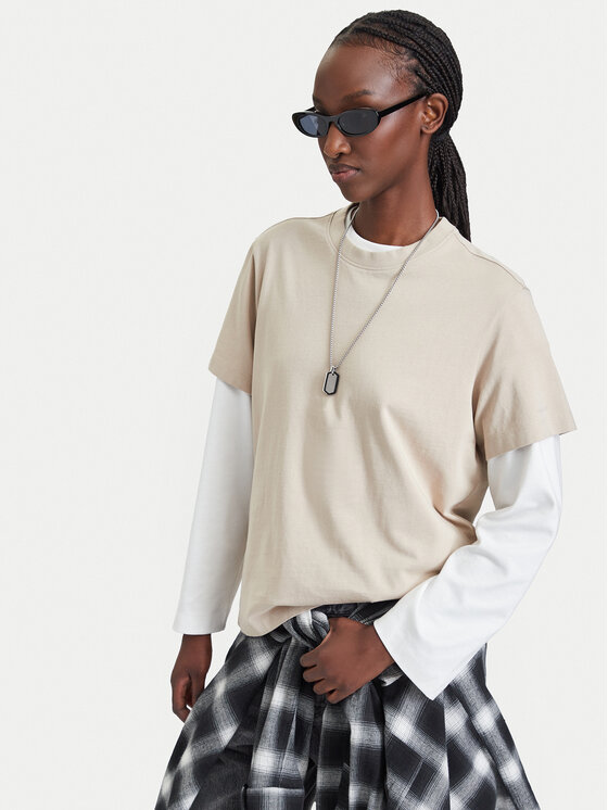 G-STAR G-STAR T-Shirt Unit D29896-B771 Beżowy Regular Fit